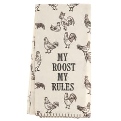 Karma Gifts Fiona Black/White Cotton Rooster Tea Towel 1 pk