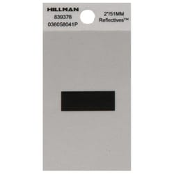 HILLMAN 2 in. Reflective Black Vinyl  Self-Adhesive Special Character Hyphen 1 pc