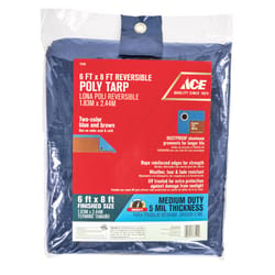 Ace 6 ft. W X 8 ft. L Medium Duty Polyethylene Tarp Blue/Brown