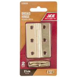 Ace 2-1/2 in. W X 1-3/4 in. L Polished Brass Brass Broad Hinge 2 pk