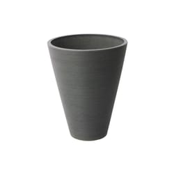 Algreen Products 14 in. H X 11 in. D Plastic Taper Ribbed Planter Charcoal