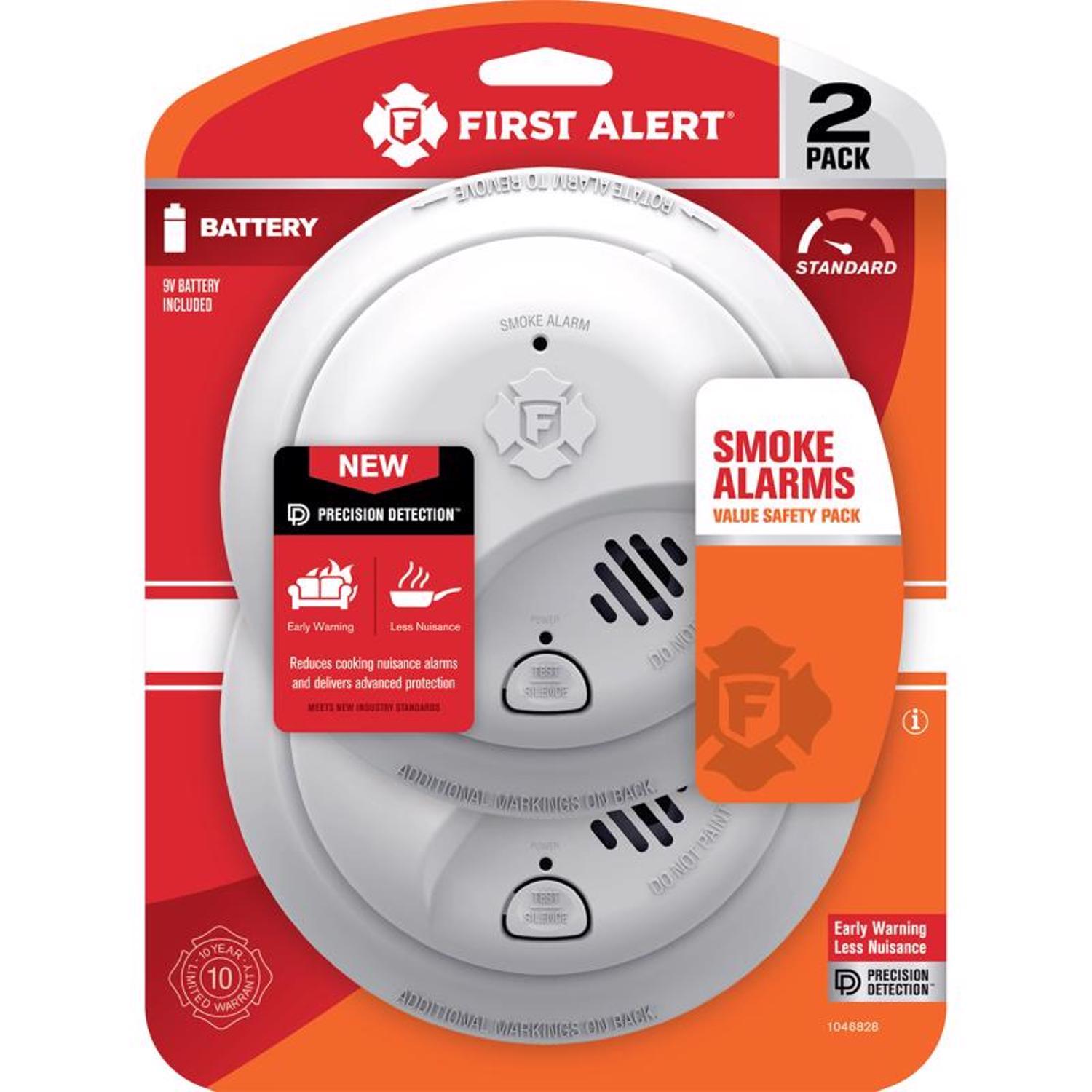 Photos - Security Sensor First Alert 2 Pack Battery-Powered Ionization Smoke Detector 2 pk 1046828 