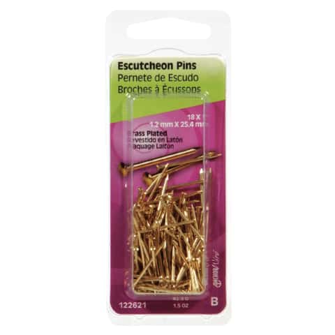 Hillman 14 Ga. X 1 in. L Brass-Plated Steel Escutcheon Pins 1 pk 1.5 oz Hillman 14 Ga. X 1 in. L Brass-Plated Steel Escutcheon Pins 1 pk 1.5 oz