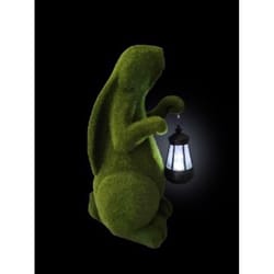 Luxe Light Decor Green Polyresin 9.65 in. H Moss Bunny with Solar Lantern Statue