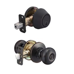 Ace Colonial Knob Oil Rubbed Bronze Deadbolt and Entry Door Knob KW1 1-3/4 in.