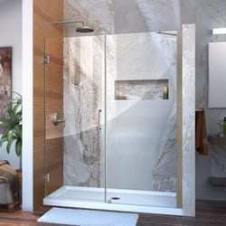 DreamLine Unidoor 72 in. H X 58-59 in. W Brushed Nickel Frameless Shower Door