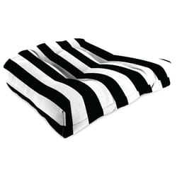 Jordan Manufacturing Black/White Stripe Polyester Wicker Seat Cushion 4 in. H X 18 in. W X 18 in. L