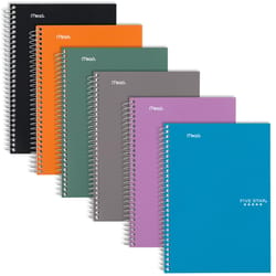 Five Star Mead 6 in. W X 10 in. L College Ruled Wire Bound Assorted Notebook