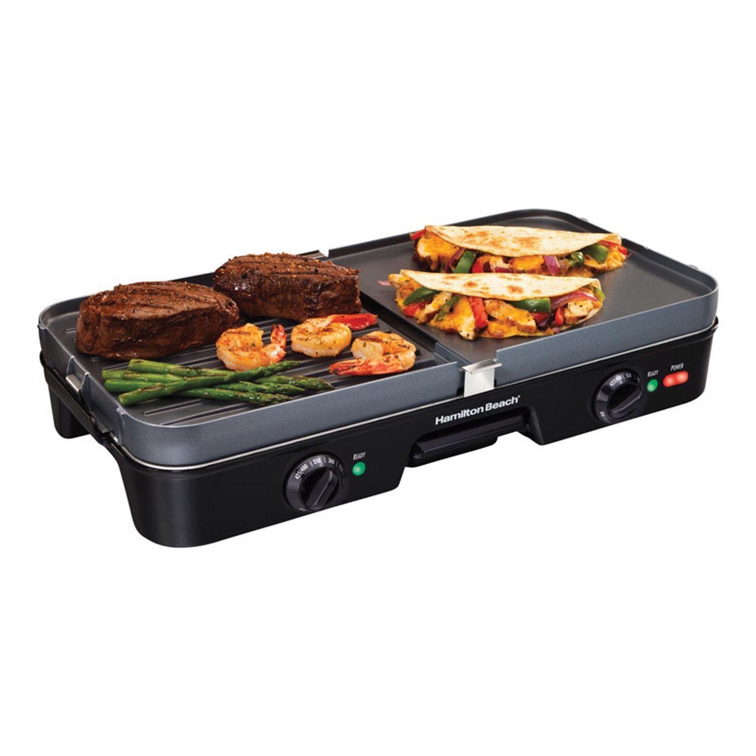 Photos - BBQ / Smoker Hamilton Beach Black Plastic Nonstick Surface Griddle/Grill 180 sq in 3854 