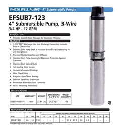 ECO-FLO 3/4 HP 3 wire 720 gph Stainless Steel Submersible Pump