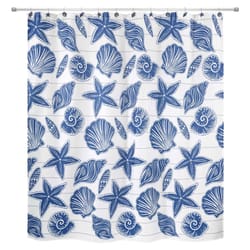 Avanti Linens Ibiza 72 in. H X 72 in. W Blue/White Sea Shells Shower Curtain W/Hooks Polyester