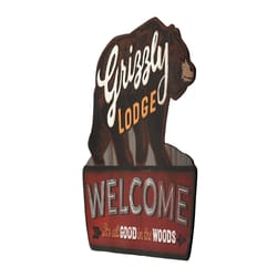 Open Road Brands Grizzly Lodge Welcome Sign Tin 1 pk