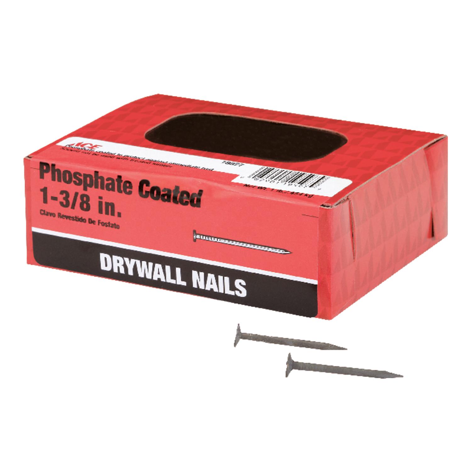 Ace 1-1/4 in. Drywall Phosphate-Coated Steel Nail Round Head 1 lb Ace 1-1/4 in. Drywall Phosphate-Coated Steel Nail Round Head 1 lb