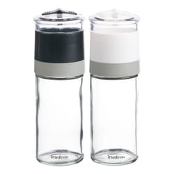 Trudeau Black/White Glass Salt and Pepper Mills Set