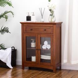 Glitzhome 32 in. H X 12.6 in. W X 25.6 in. D Brown Cabinet