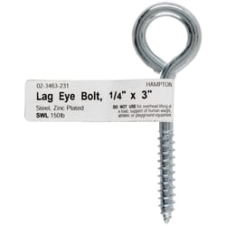 Hampton 1/4 in. X 3 in. L Zinc-Plated Steel Lag Thread Eyebolt