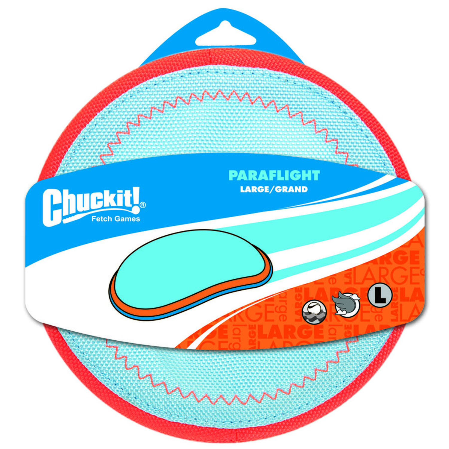 Chuckit! Blue/Orange Nylon Paraflight Flying Dog Toy Large 1 pk