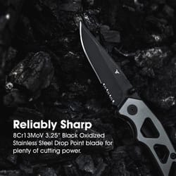 True Black/Gray 8CR13MOV Stainless Steel 8 in. EDC Folding Knife