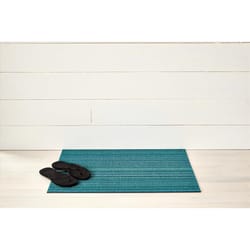 Chilewich 18 in. W X 28 in. L Aqua Stripe PVC Vinyl Door Mat