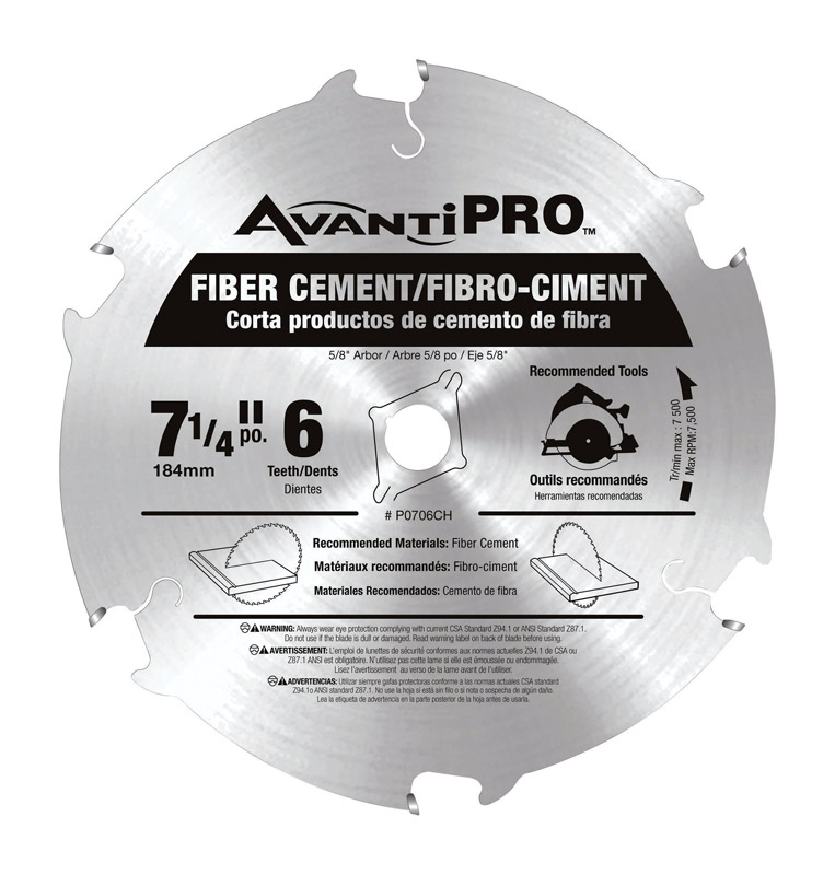 135 2 PACK Avanti Pro 7-1//4 /" x 6 Tooth Carbide Tipped Fiber Cement Saw Blade