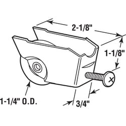 Prime-Line 1-1/4 in. D X 1/4 in. L Steel Roller Assembly 1 pk
