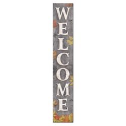 My Word! Multicolored Wood 46.5 in. H Welcome Gray with Fall Leaves Porch Sign