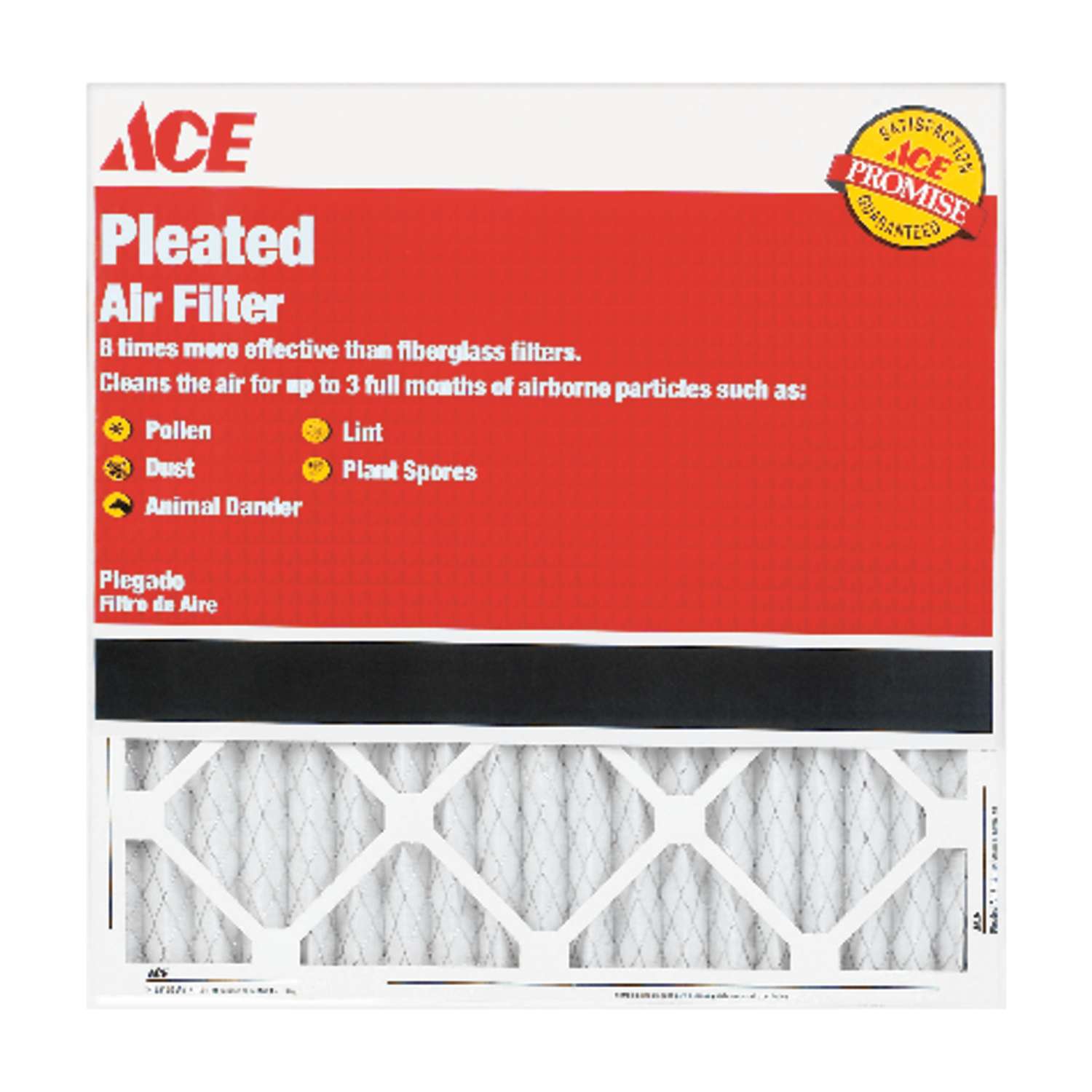 Ace 20 in. W x 30 in. H x 1 in. D Cotton 8 MERV Pleated Air Filter