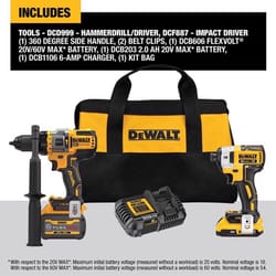 20-Volt Cordless 2-Tool Combo Kit, 1/2 In. Drill + 6-1/2 In