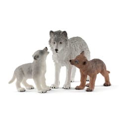 Schleich Wild Life Mother Wolf with Pups Toy Multicolored 3 pc