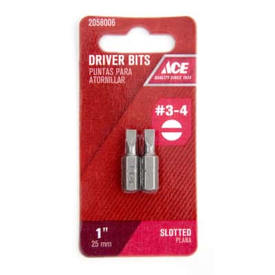 Ace  Slotted 3 x 1 in L Insert Bit S2 Tool Steel 2 pc    Ace  Slotted 3 x 1 in L Insert Bit S2 Tool Steel 2 pc