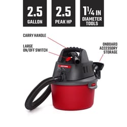 Craftsman CMXEVBE172501 2.5 gal Corded Wet/Dry Vacuum Tool Only 3 amps 120 V 2.5 HP