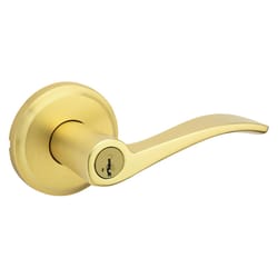 Kwikset Sedona Transitional Satin Brass Entry Lever KW1 1-3/4 in.