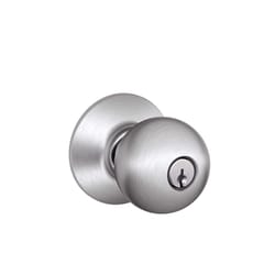 Schlage Orbit Satin Chrome Entry Lockset 1-3/4 in.