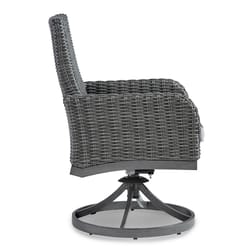 Signature Design by Ashley Elite Park Dark Gray Aluminum Frame Swivel Armchair Light Gray