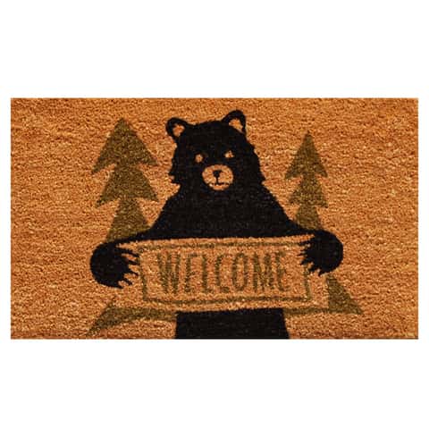 Coir Door Mat 30in x 18in - Welcome Bear