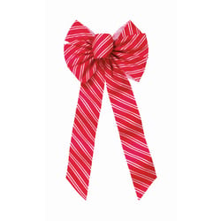 Holiday Trims Red/White Snowflake Christmas Bow 26 in.