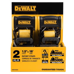 DeWalt Guaranteed Tough 1.5 in. W X 16 ft. L Black/Yellow Ratchet Strap 1666 lb 2 pk