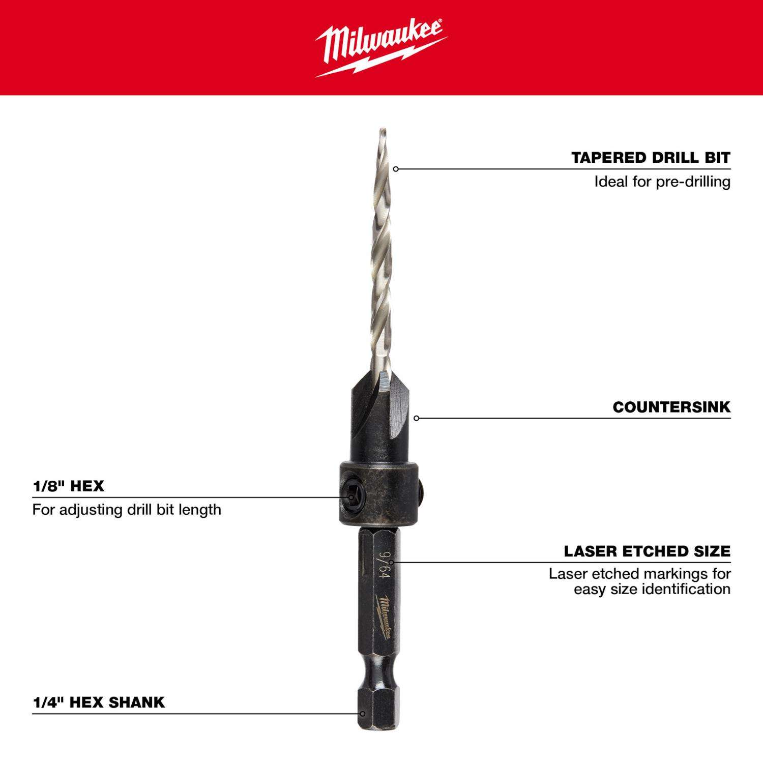 Milwaukee #12 X 7/32 in. D High Speed Steel Countersink Bit 1 pc - Ace  Hardware