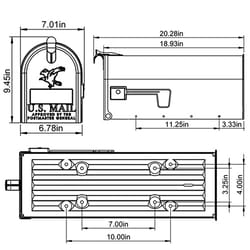 Architectural Mailboxes Grayson Classic Galvanized Steel Post Mount Gray Mailbox