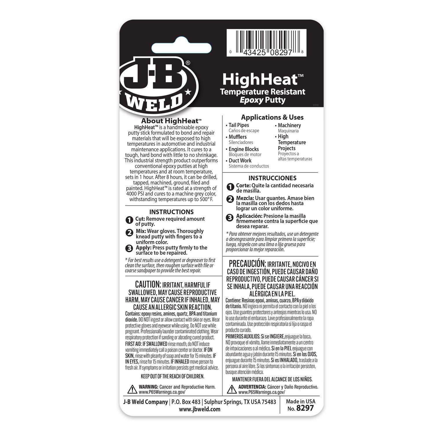 JB Weld HighHeat 57g Heat Temperature Resistant Epoxy Putty Metal Repair  Filler 69060371857