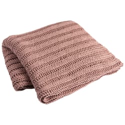 Karma Chunky Knit 60 in. W X 50 in. L Rose Tan Cotton Throw Blanket