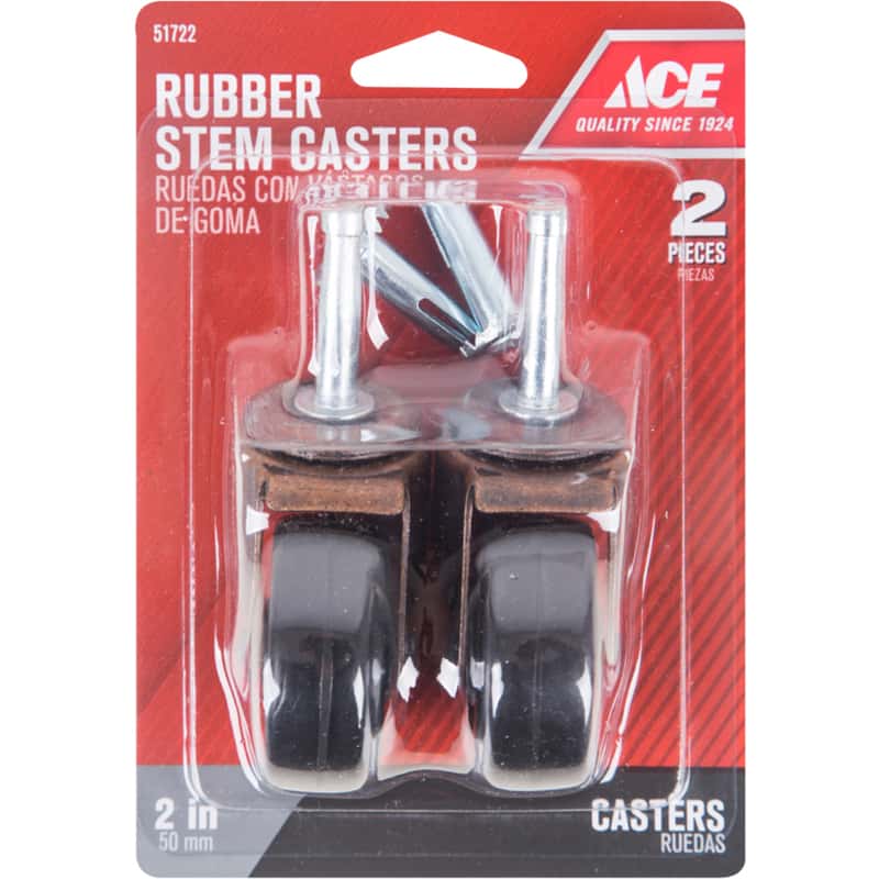 Ace 2 inch D Swivel Soft Rubber Caster 80 pound 2 pack Ace Hardware