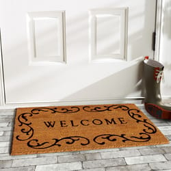 Home & More 1.42 ft. W X 2.42 ft. L Multi-color Welcome Curlicue Coir Door Mat