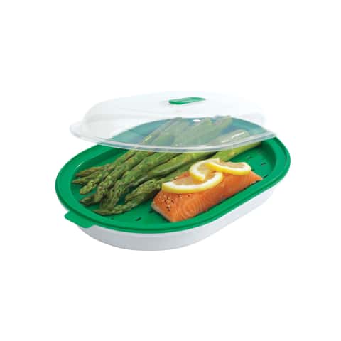  GoodCook BPA-Free Plastic Microwave Vegetable and Fish Steamer,  Green: Home & Kitchen