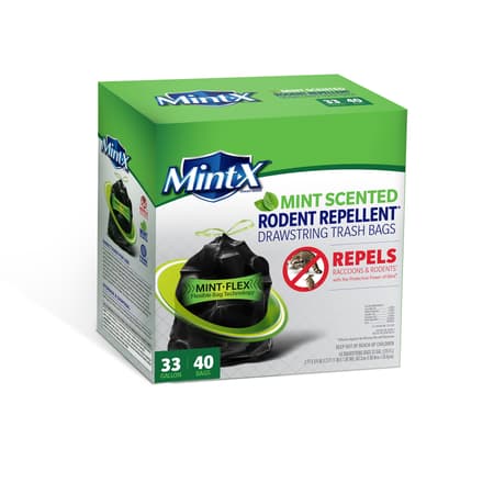 Ace Mint-X 33 gal Mint Scent Trash Bags Drawstring 40 pk 1.05 mil - Ace  Hardware