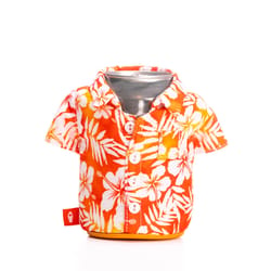 Puffin Drinkwear The Aloha 12 oz Clear/Orange Polyester Apricot Floral Can Holder