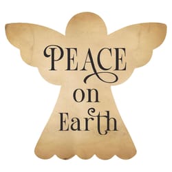 P Graham Dunn Brown/White Peace On Earth Table Decor 3 in.