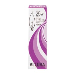 Satco ALLURA 25 W CA9 Chandelier Incandescent Bulb E12 (Candelabra) Soft White 1 pk