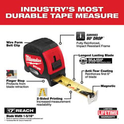 Milwaukee Stud 25 ft. L X 1-5/16 in. W Compact Wide Blade Magnetic Tape Measure 1 pk