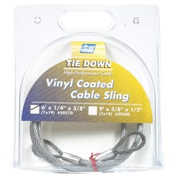 Tie Down Engineering Clear Vinyl Galvanized Steel 1/4 in. D X 6 ft. L Cable Sling Tie Down Engineering Clear Vinyl Galvanized Steel 1/4 in. D X 6 ft. L Cable Sling